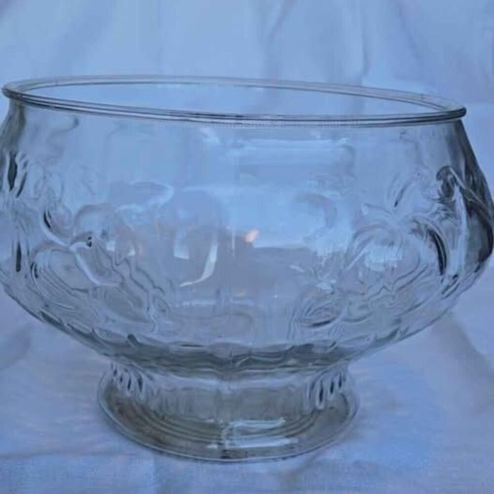 Vintage Jeanette Large Fruit Pedestal Punch Bowl